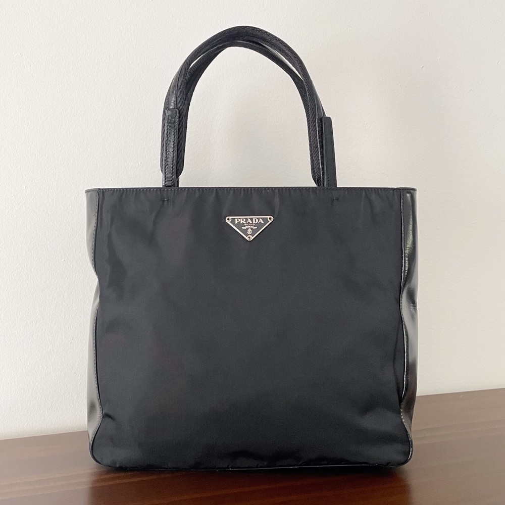 Prada black Tessuto town nylon and leather Y2K zip tote bag vintage - Picture 2 of 13
